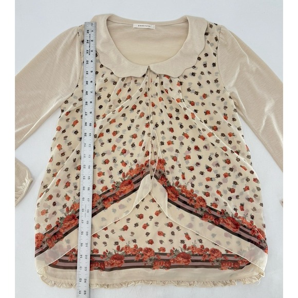 Axes Femme Floral Scalloped Collared Blouse Sz M Fairy Grunge Goth Mori Kei - Picture 11 of 12